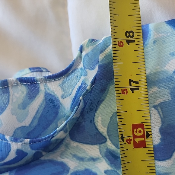 Sail to Sable Blue Ruffle Neck & Sleeve 3 Tiered Minidress Size M - Picture 11 of 13